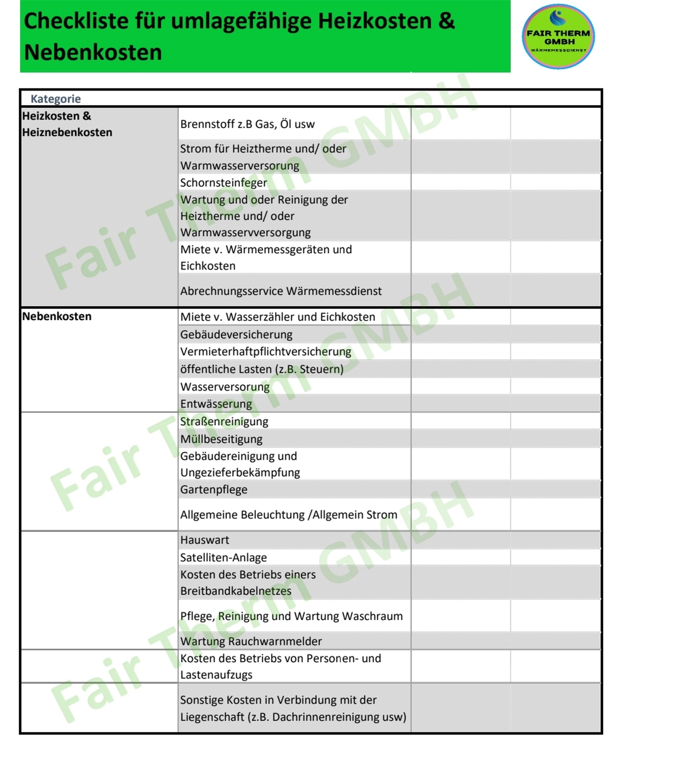 Fair Therm GmbH - Rechtskonforme Abrechnung und Analyse - Rechnung